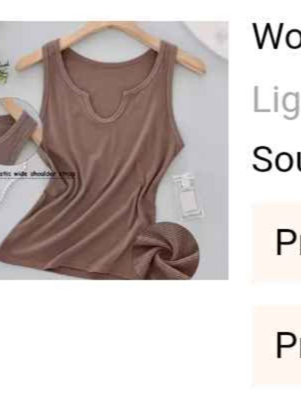 Stretch ribbed knit v notch neck tank top Coffee brown